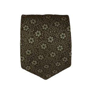 VALENTINO Brown Floral Silk Tie ITALY 57"/ 4" EC